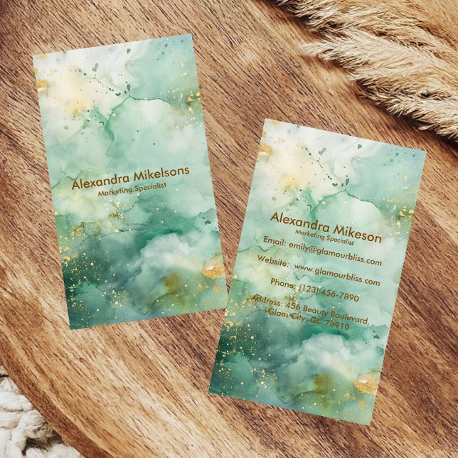 Watercolor Emerald Marble Business Card (Creator Uploaded)