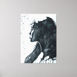 Watercolor - Emotion - Black & White Canvas Print