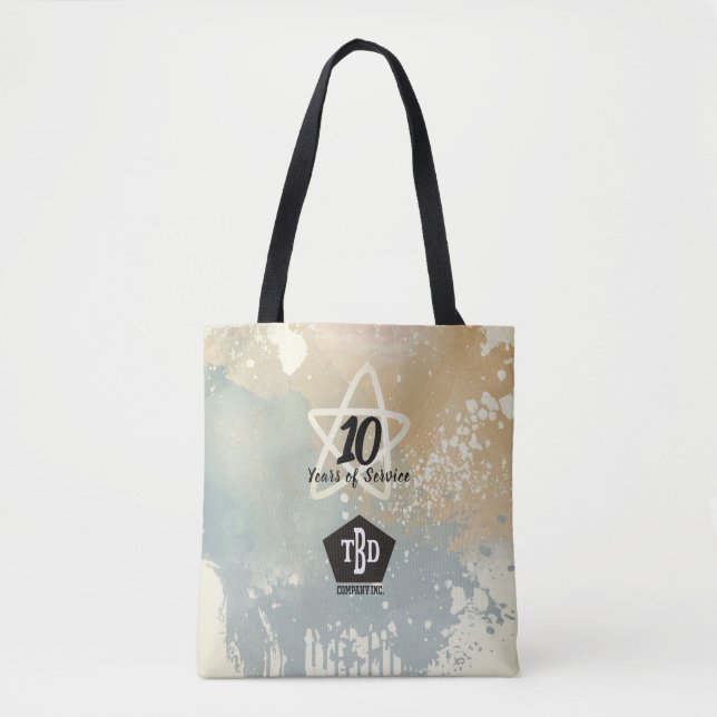 Watercolor employee milestone anniversary tote (Front)