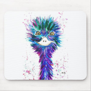 Watercolor emu animal bird cute colourful purple mouse mat