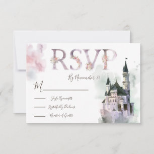 Watercolor Enchanted Castle response cards RSVP