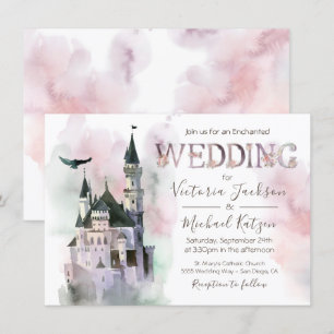 Watercolor Enchanted Castle Wedding Invitation