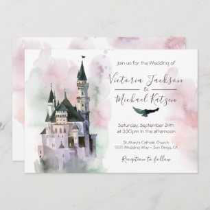 Watercolor Enchanted Castle Wedding Invitation