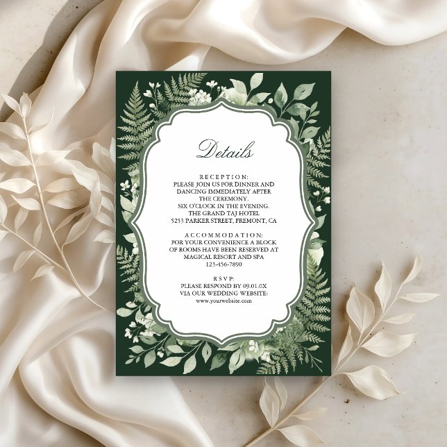 Watercolor Enchanted Forest Wedding Details Enclosure Card (Creator Uploaded)