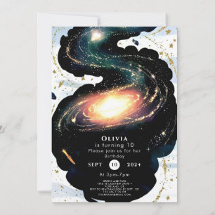 Watercolor Enchanted Space Birthday Invitation