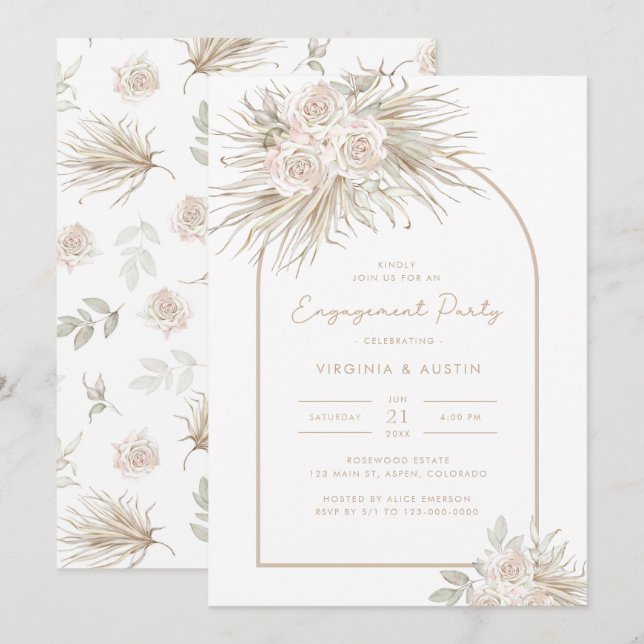 Watercolor Engagement Party Invitation (Front/Back)