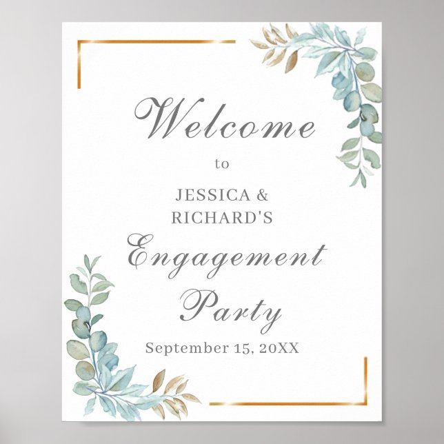 Watercolor Engagement Welcome Poster Sign (Front)