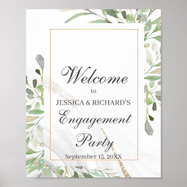 Watercolor Engagement Welcome Poster Sign (Front)