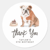 Watercolor English Bulldog Birthday Thank You