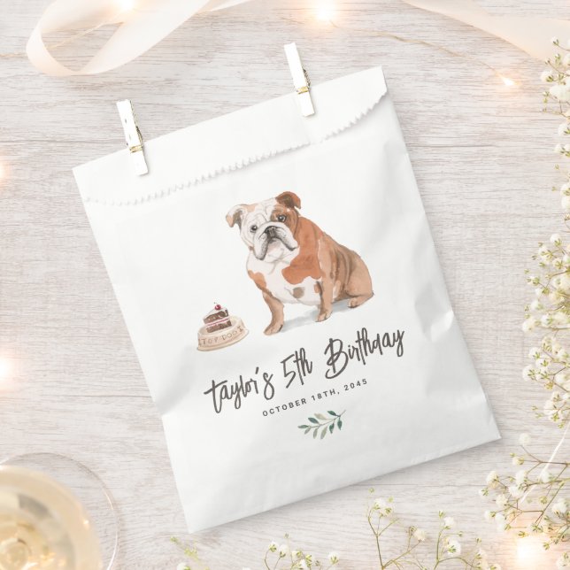 Watercolor English Bulldog Birthday Thank You Favour Bags (Clipped)