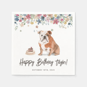 Watercolor English Bulldog Birthday Thank You Napkin