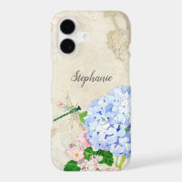 Watercolor English Garden, Blue n Pink Hydrangeas