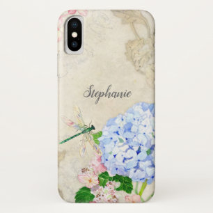 Watercolor English Garden, Blue n Pink Hydrangeas iPhone X Case
