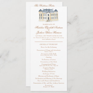 Watercolor English Manor Estate Wedding Programme