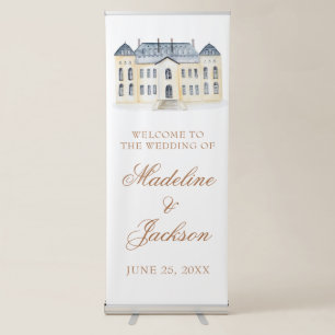 Watercolor English Manor Estate Wedding Retractable Banner