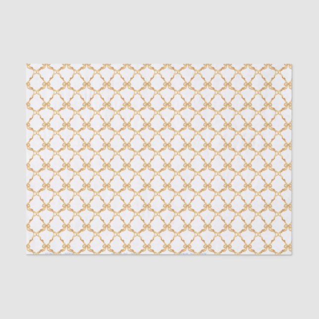 Watercolor English Manor Gold Bow Wedding Tissue Paper (Front)