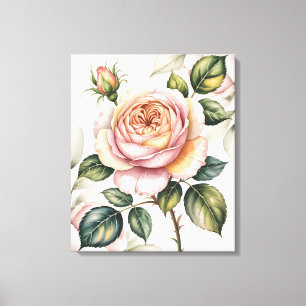 Watercolor english rose canvas print