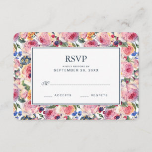 Watercolor   English Roses - Wedding RSVP Card