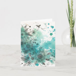 Watercolor Ephemera Vintage Blank Note Card