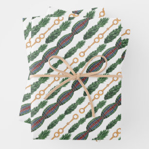 Watercolor Equestrian Christmas Garland Wrapping Paper Sheet