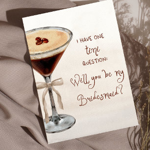 Watercolor Espresso Martini Bridesmaid Proposal Card