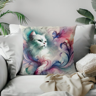  Watercolor Ethereal  Cat Cushion