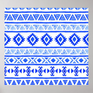 Watercolor ethnic Aztec, geometric pattern. Poster