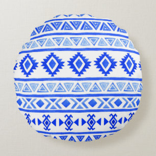 Watercolor ethnic Aztec, geometric pattern. Round Cushion