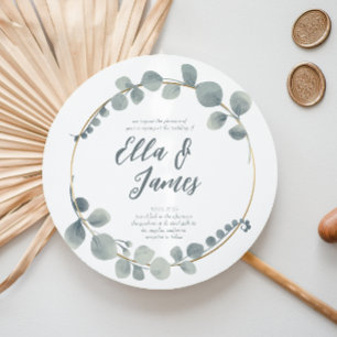Watercolor Eucalptus Wreath Wedding Invitation