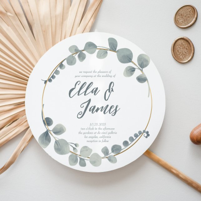 Watercolor Eucalptus Wreath Wedding Invitation (Creator Uploaded)
