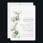 Watercolor Eucalyptus 60th Birthday Invitation<br><div class="desc">Celebrate the milestone of 60 with grace, elegance, and style with our custom 60th birthday party invitations! Designed specifically for this monumental occasion, our invitations blend the beauty of nature with the sleek charm of contemporary celebrations. At the heart of this design lies the eucalyptus foliage, a symbol of harmony...</div>