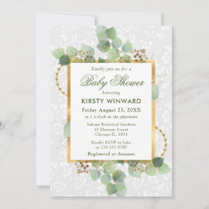 Watercolor Eucalyptus and Greenery Baby Shower Invitation