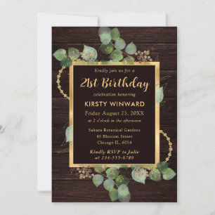 Watercolor Eucalyptus and Greenery Birthday Invitation