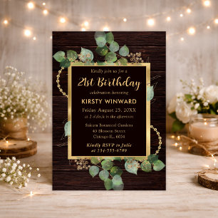 Watercolor Eucalyptus and Greenery Birthday Invitation
