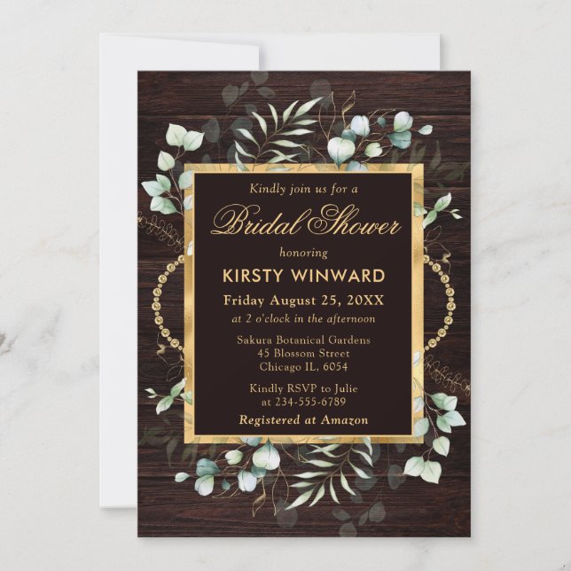 Watercolor Eucalyptus and Greenery Bridal Shower Invitation (Front)