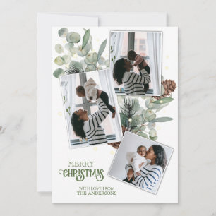 Watercolor Eucalyptus and Pine Christmas Card