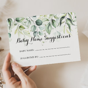 Watercolor Eucalyptus Baby Name Suggestions Card