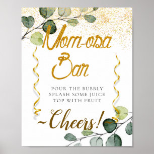 Watercolor Eucalyptus Baby Shower Mimosa Bar Sign