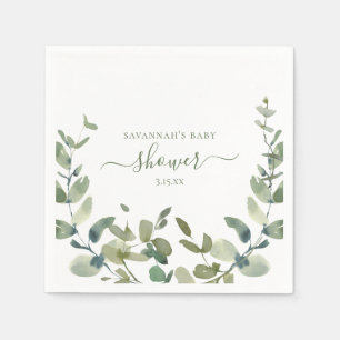 Watercolor Eucalyptus Baby Shower Napkin