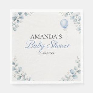 Watercolor Eucalyptus Baby Shower Napkin