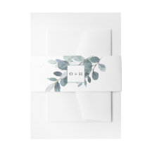 Watercolor Eucalyptus Bloom Invitation Belly Band
