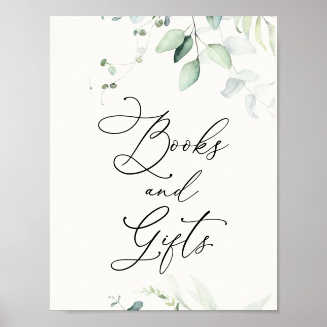 Watercolor Eucalyptus Books and Gifts Poster (Front)
