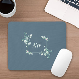 Watercolor Eucalyptus Botanical Greenery Mousepad