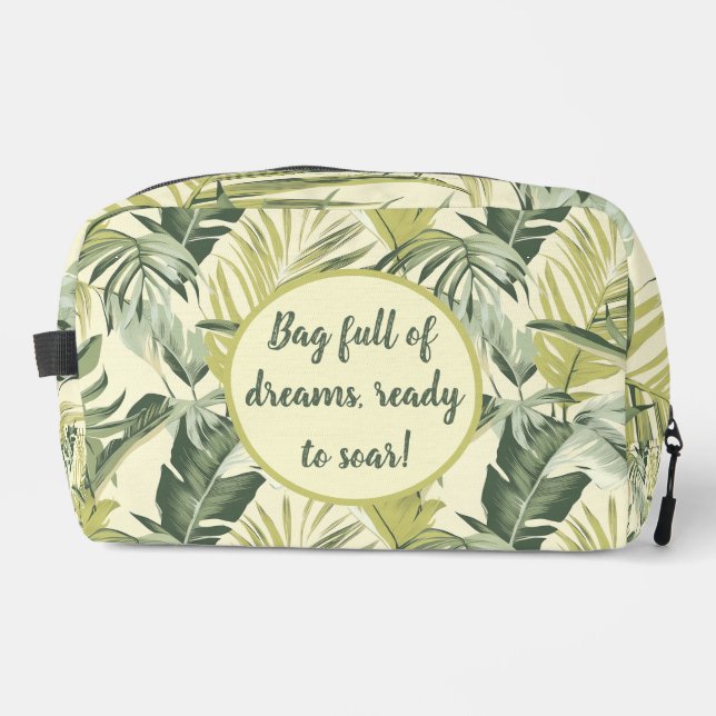 Watercolor Eucalyptus Botanical Leaves Pattern Dopp Kit (Front)