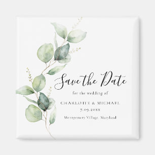 Watercolor Eucalyptus Botanical Save the Date Magnet