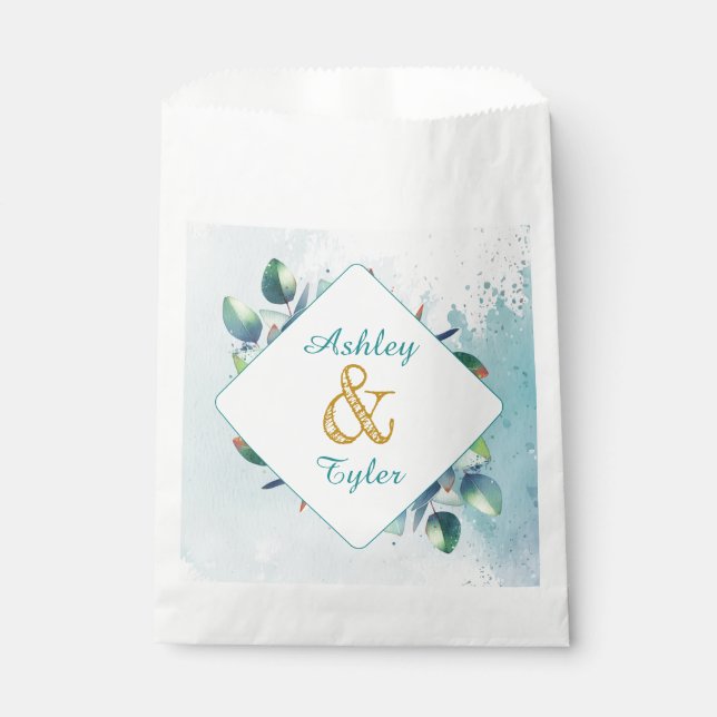 Watercolor Eucalyptus Botanical Wedding   Favour Bags (Front)