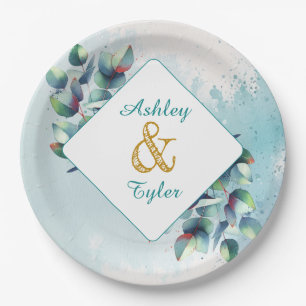 Watercolor Eucalyptus Botanical Wedding   Paper Plate