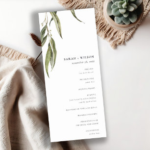 Watercolor Eucalyptus Botanical Wedding Program Invitation