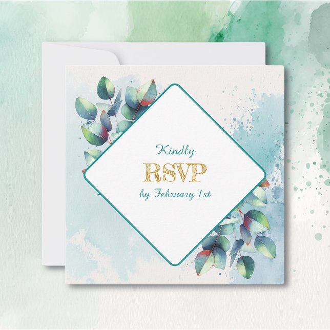 Watercolor Eucalyptus Botanical Wedding RSVP Invitation (Creator Uploaded)