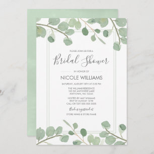 Watercolor Eucalyptus Bridal Shower Invitation